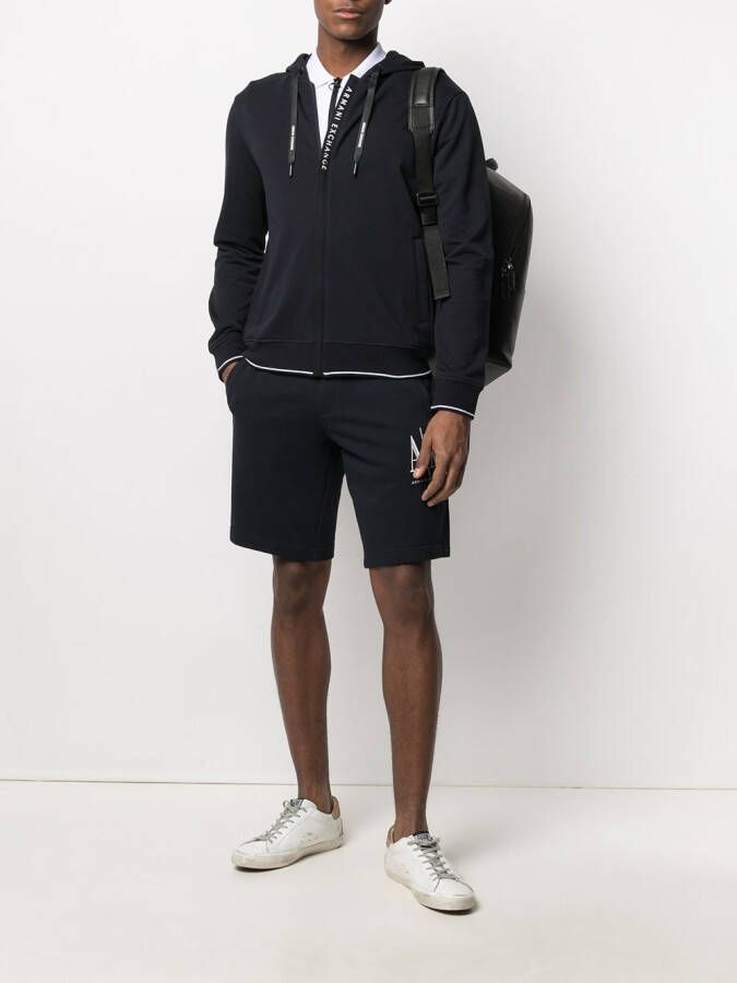 Armani Exchange Hoodie met logoprint en rits Blauw
