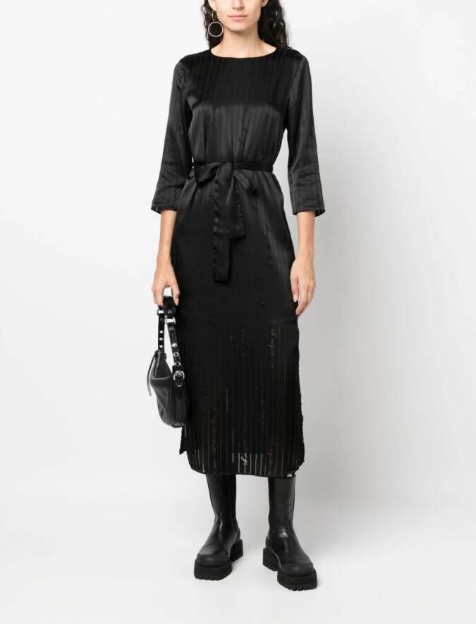 Armani Exchange Midi-jurk met geborduurd logo Zwart