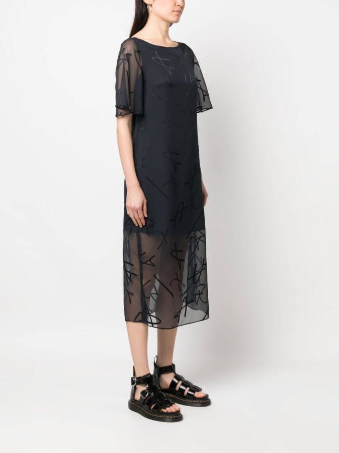 Armani Exchange Midi-jurk met doorschijnende laag Blauw