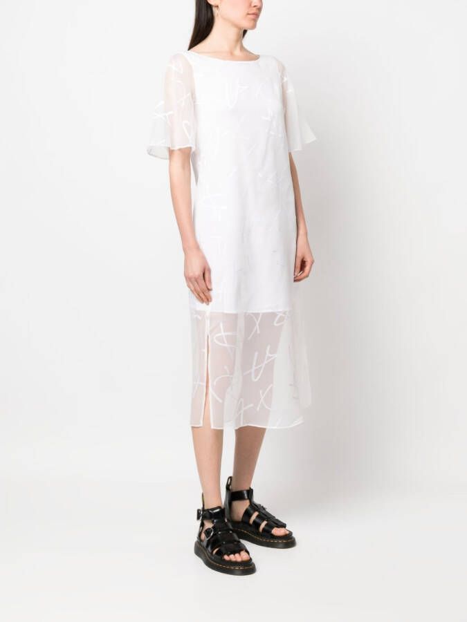 Armani Exchange Maxi-jurk met doorzichtige overslag Wit