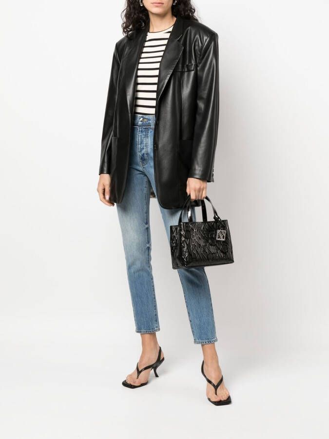 Armani Exchange Shopper met logo reliëf Zwart