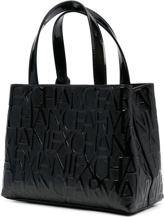 Armani Exchange Shopper met logo reliëf Zwart