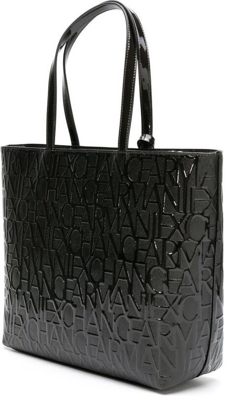 Armani Exchange Shopper met monogram Zwart