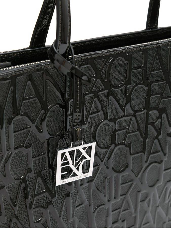 Armani Exchange Shopper met monogram Zwart