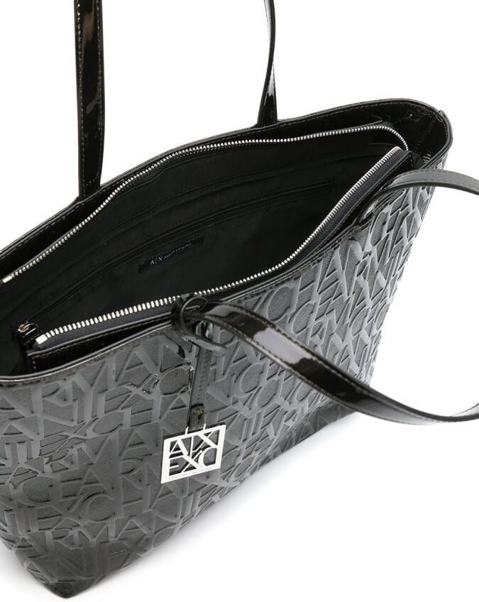 Armani Exchange Shopper met monogram Zwart
