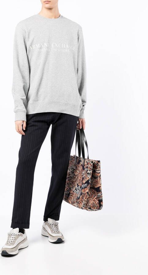 Armani Exchange Sweater met logoprint Grijs