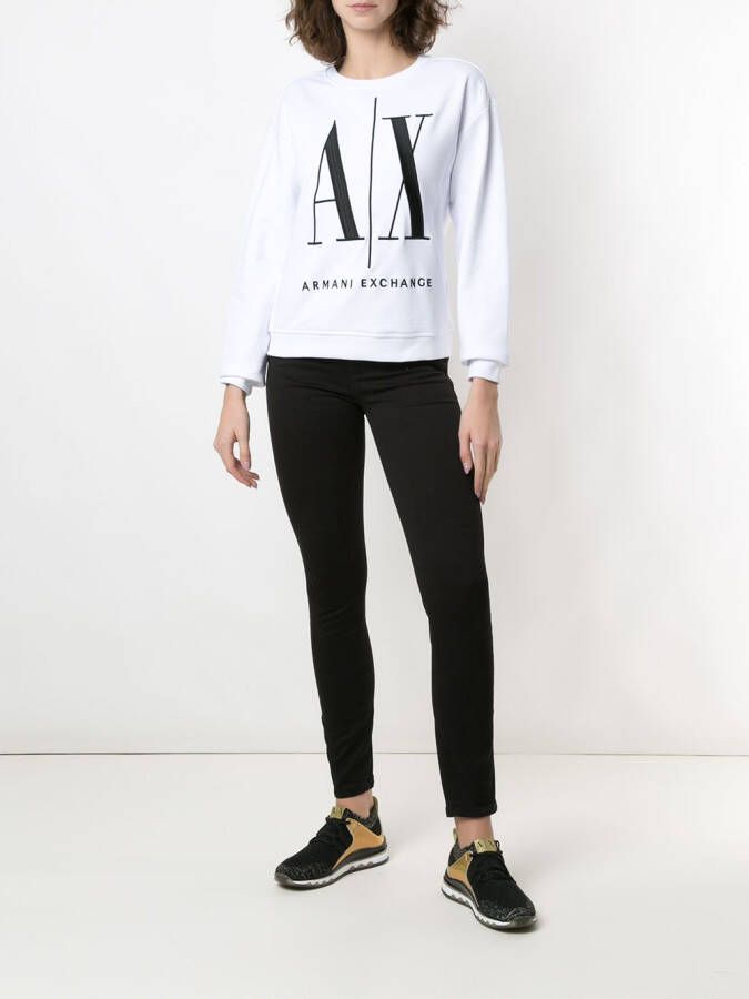 Armani Exchange Sweater met logoprint Wit