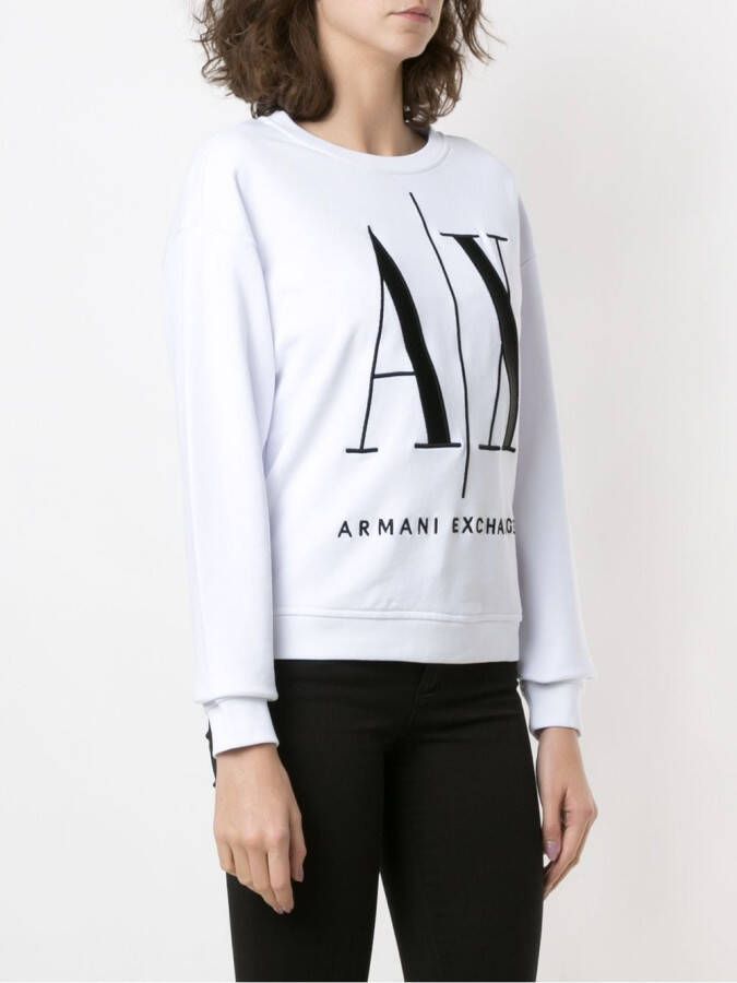 Armani Exchange Sweater met logoprint Wit