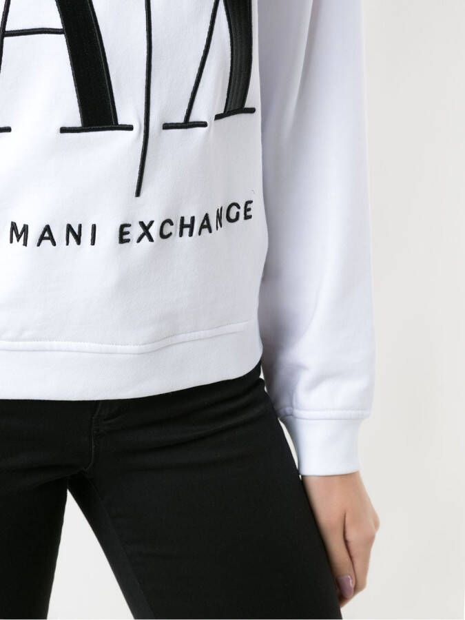 Armani Exchange Sweater met logoprint Wit