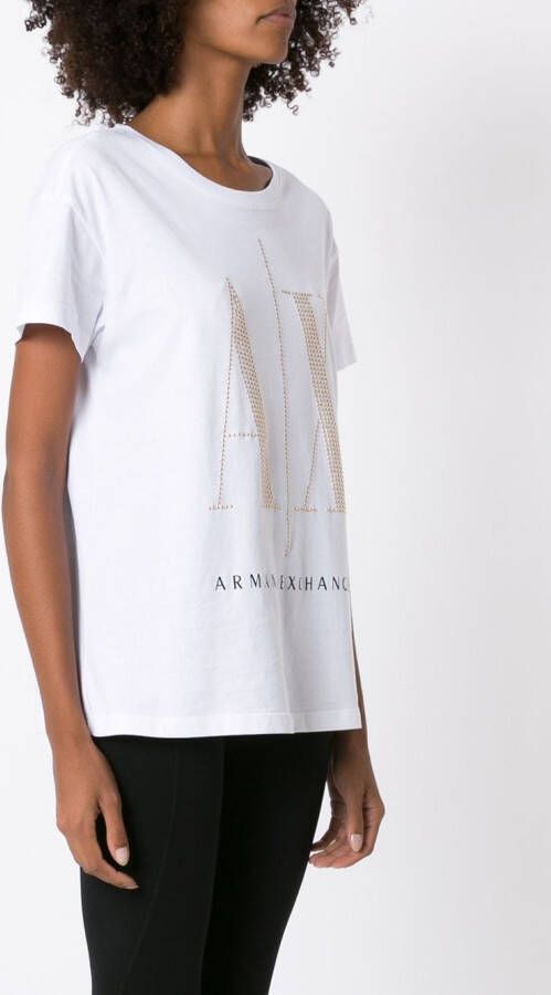Armani Exchange T-shirt met logo van pailletten Wit