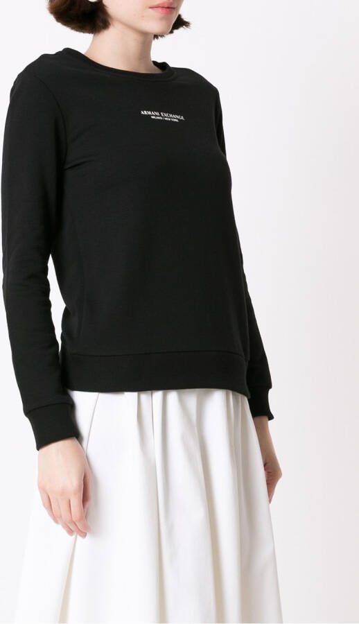 Armani Exchange Katoenen sweater met logoprint Zwart