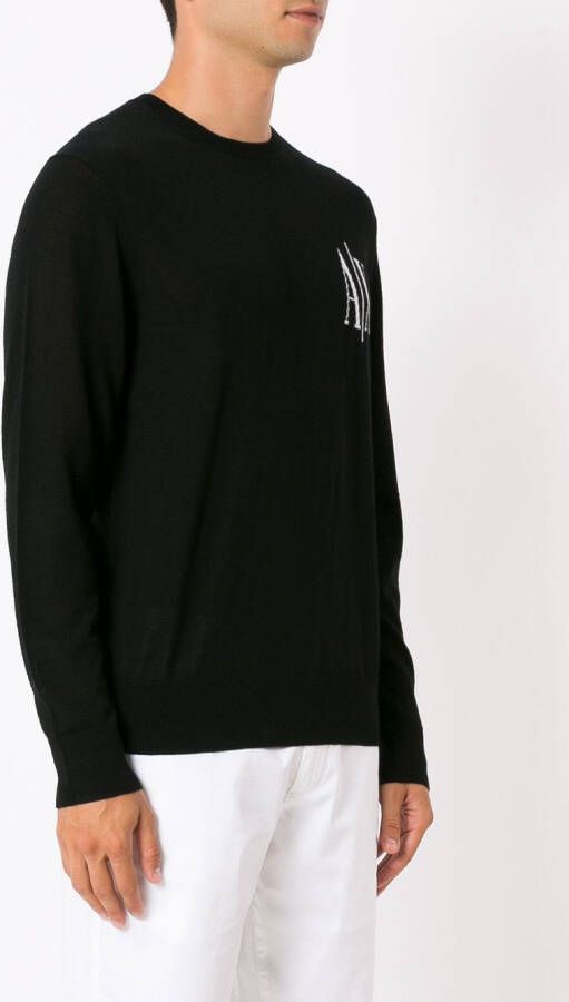 Armani Exchange Trui met intarsia logo Zwart