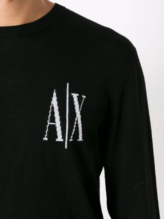 Armani Exchange Trui met intarsia logo Zwart