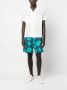 Arte Antwerp Verstelbare elastische shorts met abstract all-over patroon Blauw Heren - Thumbnail 3