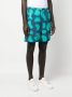 Arte Antwerp Verstelbare elastische shorts met abstract all-over patroon Blauw Heren - Thumbnail 4