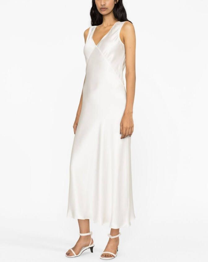 Asceno Zijden jurk Wit