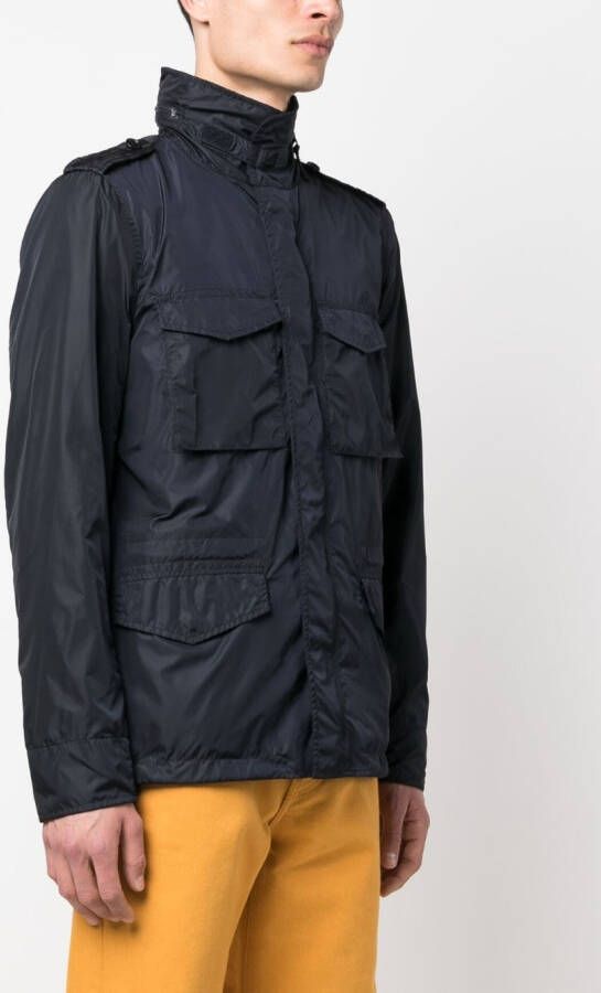 ASPESI Windjack met verborgen capuchon Blauw