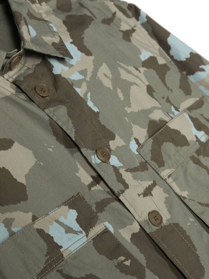 Aspesi Kids Shirt met camouflageprint Groen