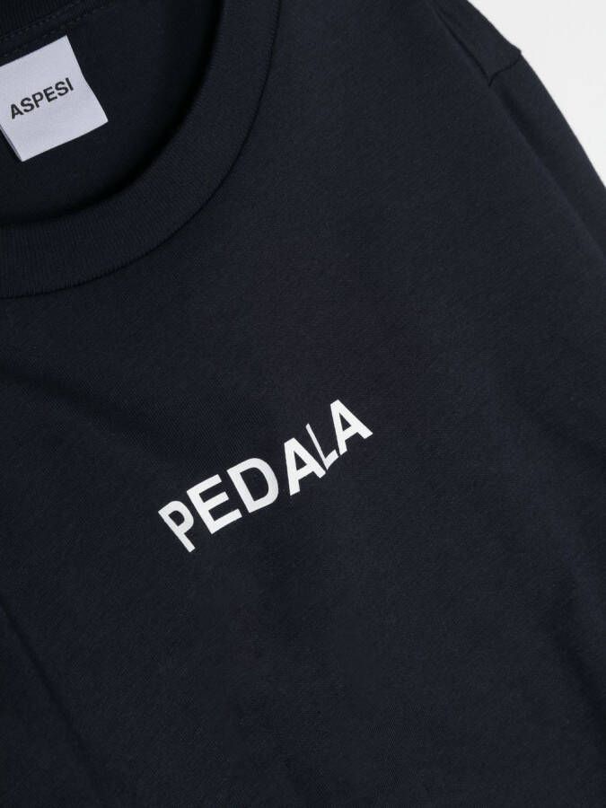 Aspesi Kids T-shirt met tekst Blauw