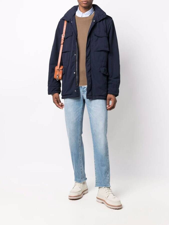 ASPESI Legerjack met gekreukte afwerking Blauw