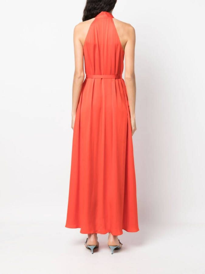 ASPESI V-neck sleeveless shirt dress Oranje