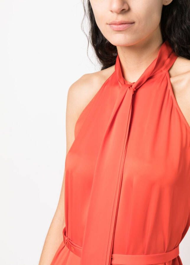 ASPESI V-neck sleeveless shirt dress Oranje