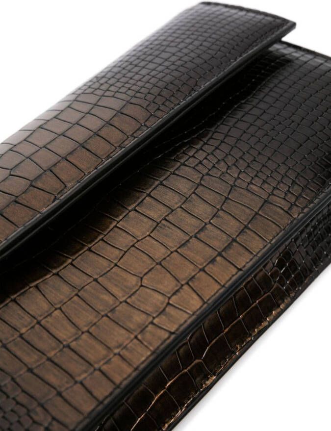 Aspinal Of London Ava clutch met krokodillen-reliëf Zwart