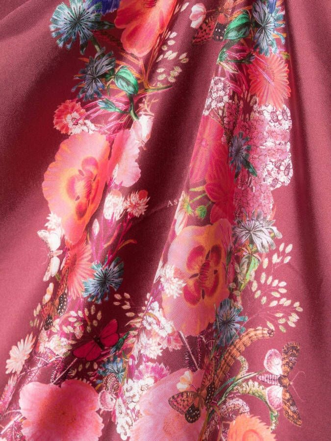 Aspinal Of London Sjaal met bloemenprint Rood