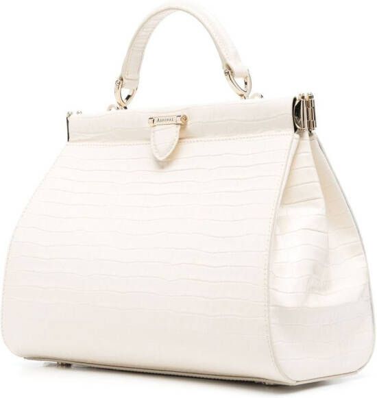 Aspinal Of London Florence Frame tas met krokodillenleer-reliëf Beige