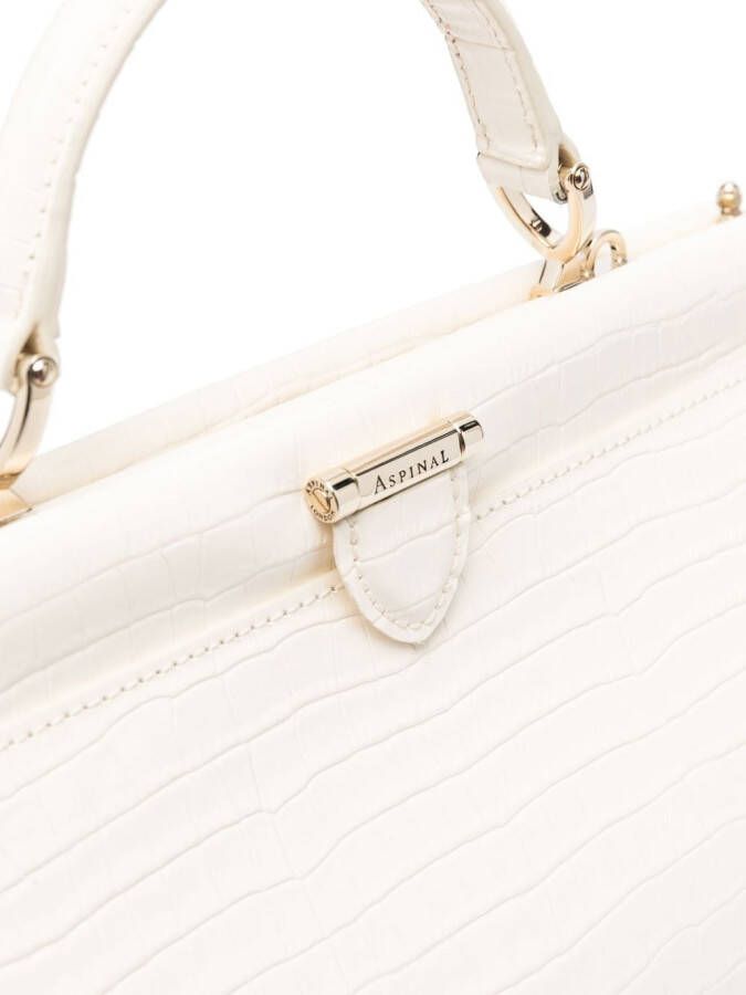Aspinal Of London Florence Frame tas met krokodillenleer-reliëf Beige