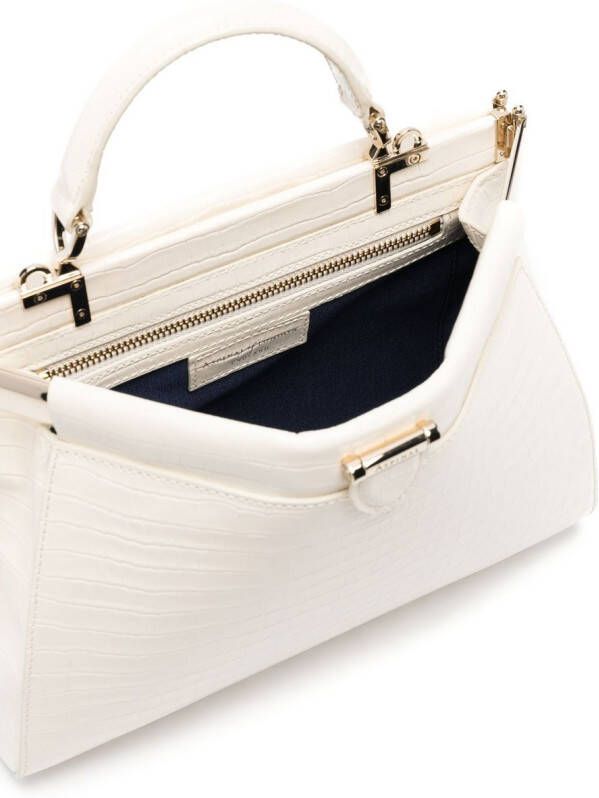 Aspinal Of London Florence Frame tas met krokodillenleer-reliëf Beige