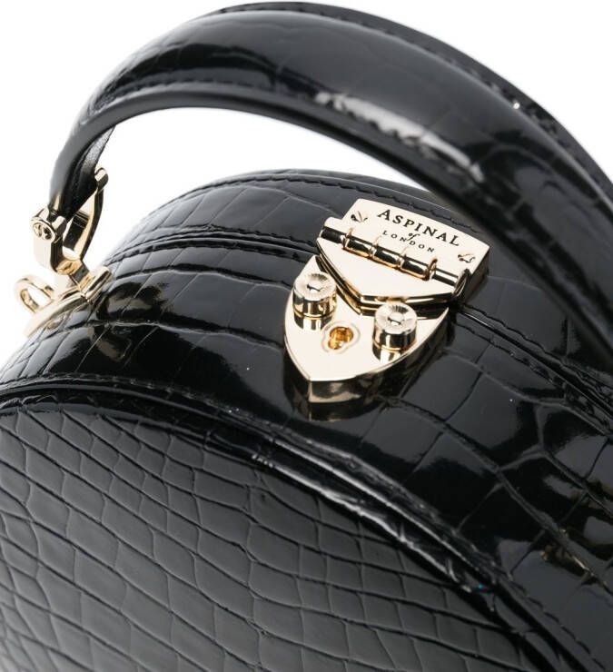 Aspinal Of London Hat Box tas met krokodillenleer-reliëf Zwart