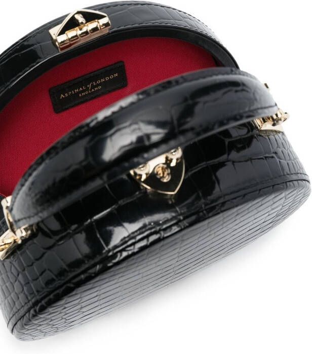 Aspinal Of London Hat Box tas met krokodillenleer-reliëf Zwart