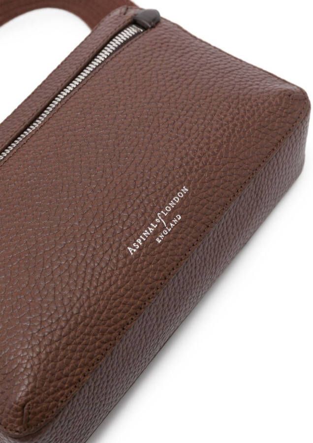 Aspinal Of London Reporter Compact leren crossbodytas Bruin