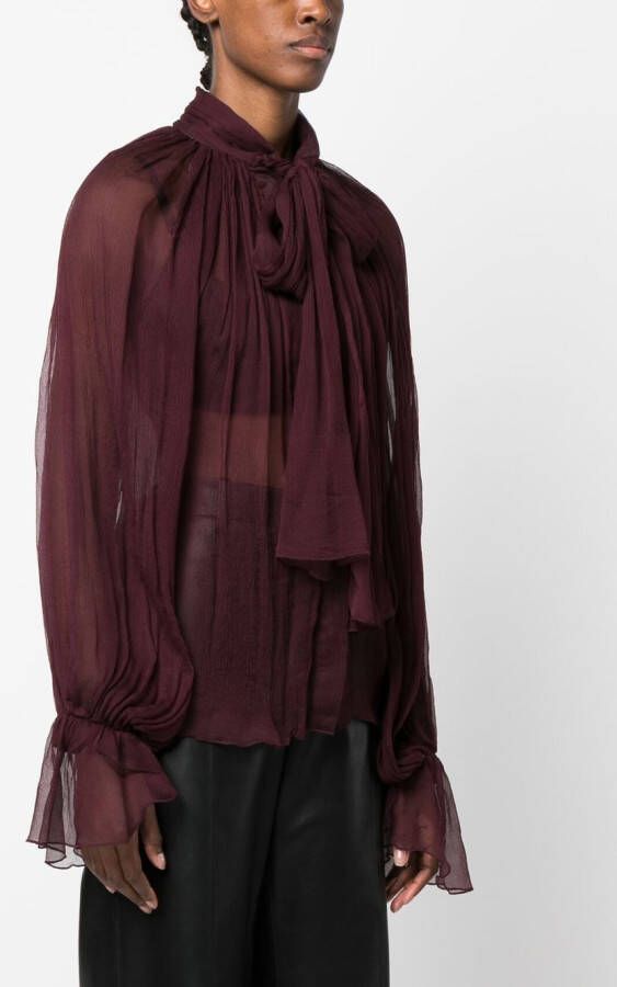 Atu Body Couture Blouse met gestrikte hals Rood