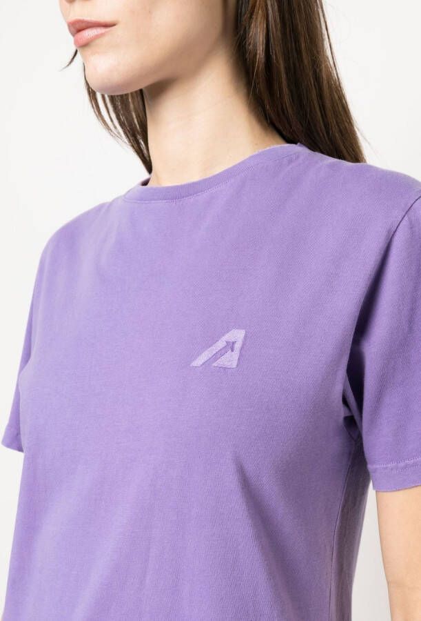 Autry T-shirt met geborduurd logo Paars