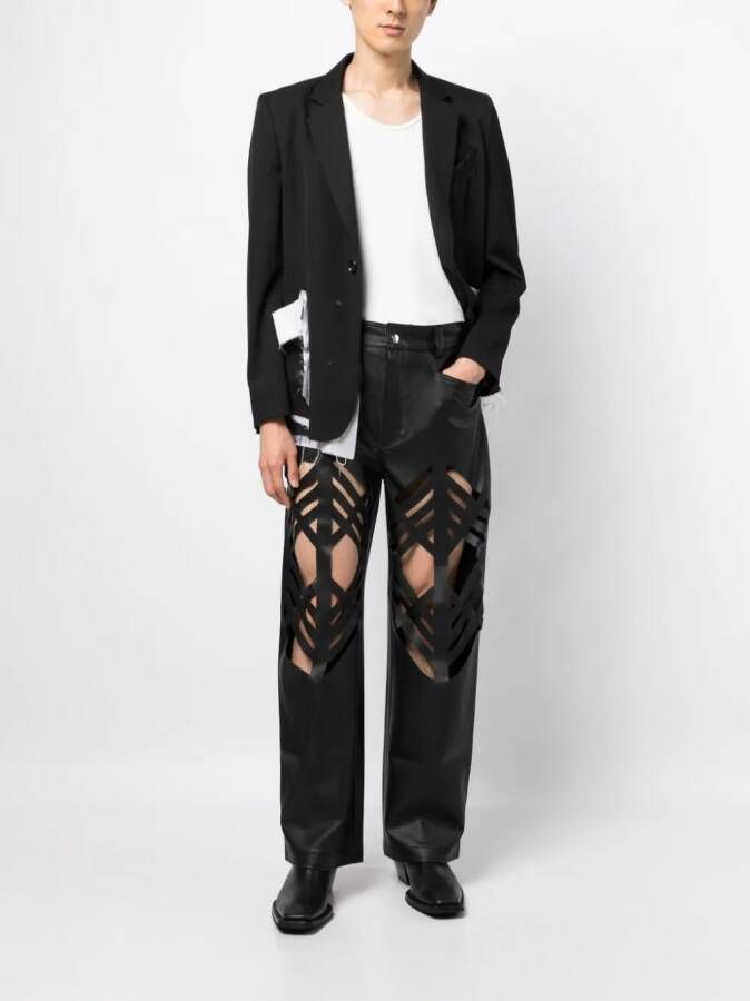AV Vattev laser-cut straight-leg trousers Zwart