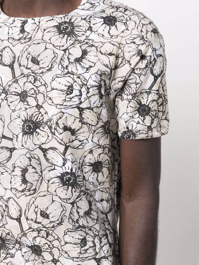 Avant Toi T-shirt met bloemenprint Beige