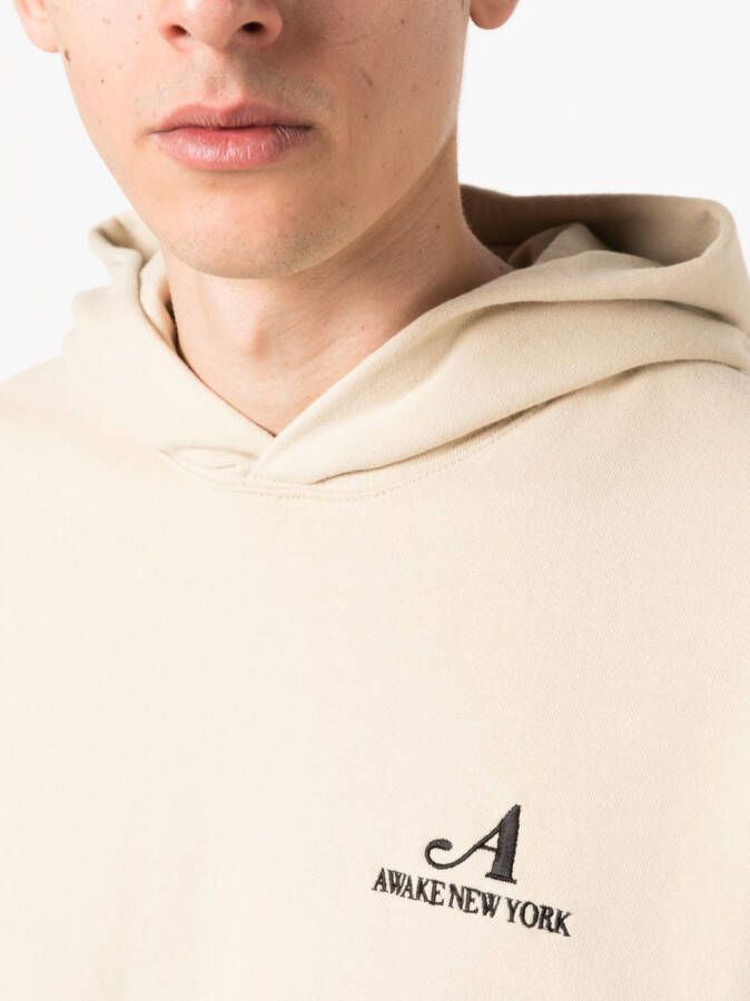 Awake NY Hoodie met geborduurd logo Beige