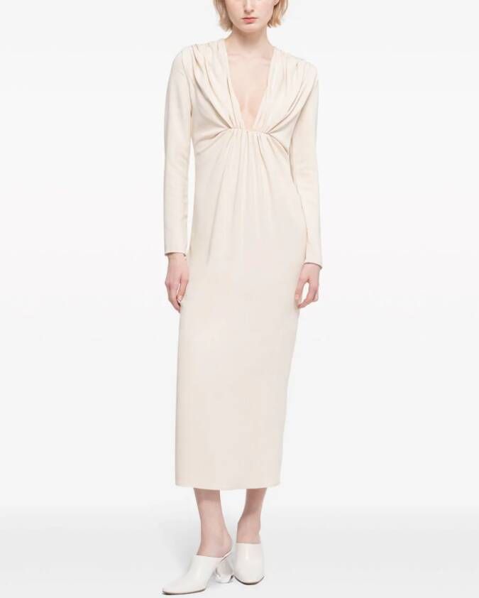 AZ FACTORY Aphrodite gesmockte midi-jurk Beige