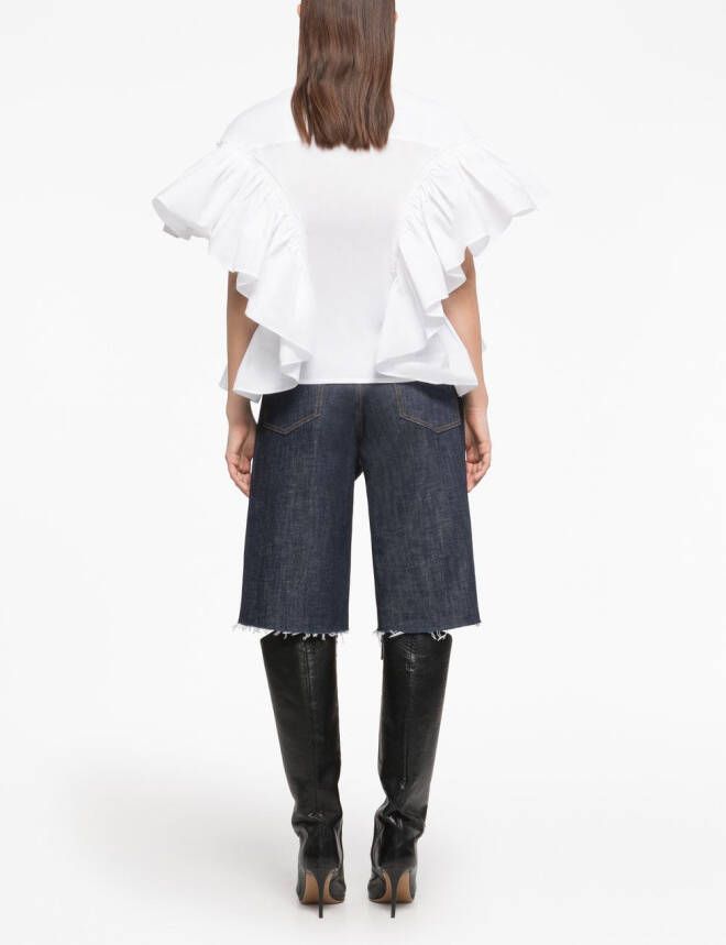 AZ FACTORY x Lutz Huelle blouse met ruche mouwen Wit