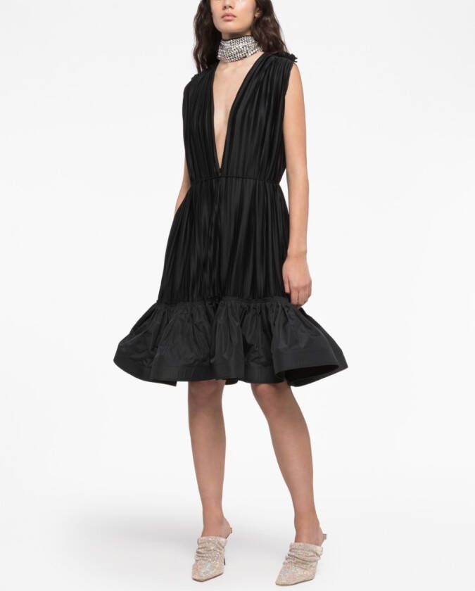 AZ FACTORY x Lutz Huelle midi-jurk met watervalhals Zwart