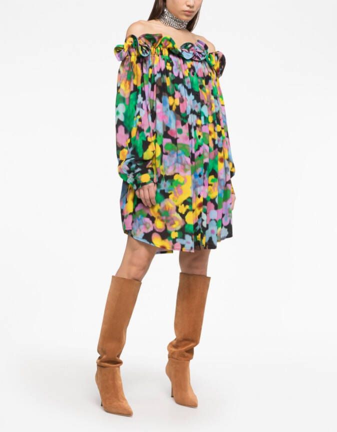 AZ FACTORY x Lutz Huelle off-shoulder jurk Blauw