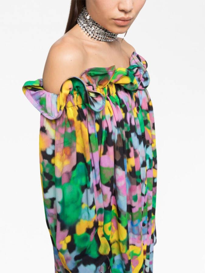 AZ FACTORY x Lutz Huelle off-shoulder jurk Blauw