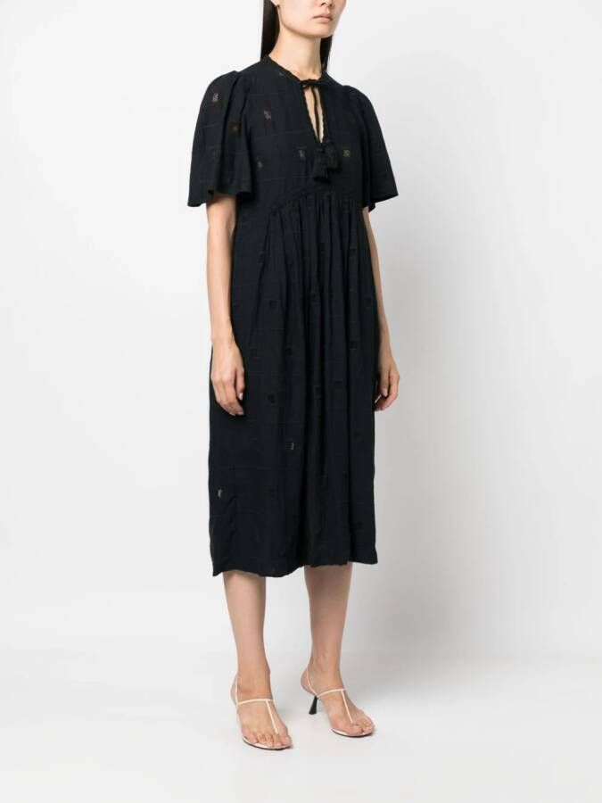 Ba&Sh Midi-jurk met borduurwerk Zwart