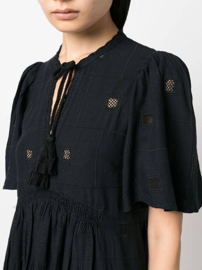 Ba&Sh Midi-jurk met borduurwerk Zwart