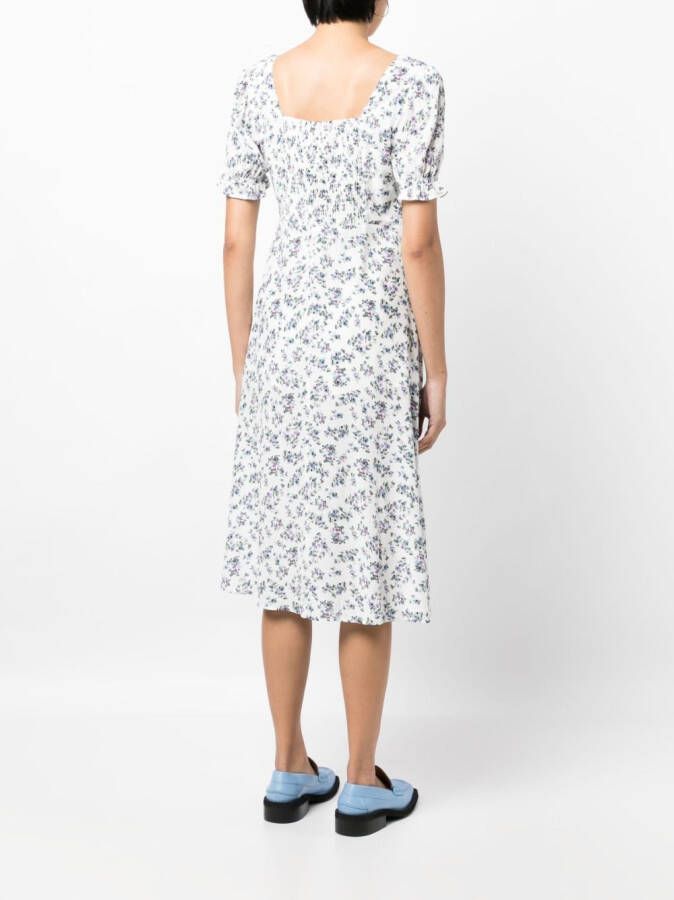 b+ab Midi-jurk met bloemenprint Wit