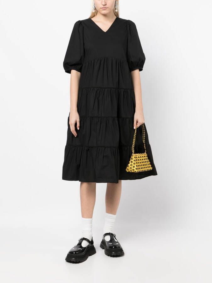 b+ab Midi-jurk met empiretaille Zwart