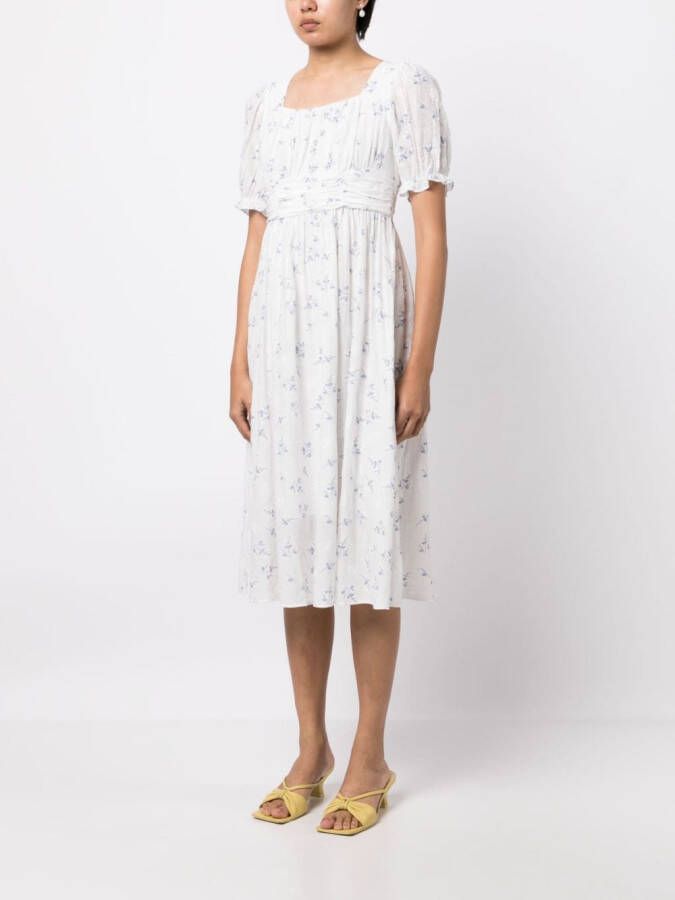 b+ab Midi-jurk met bloemenprint Wit