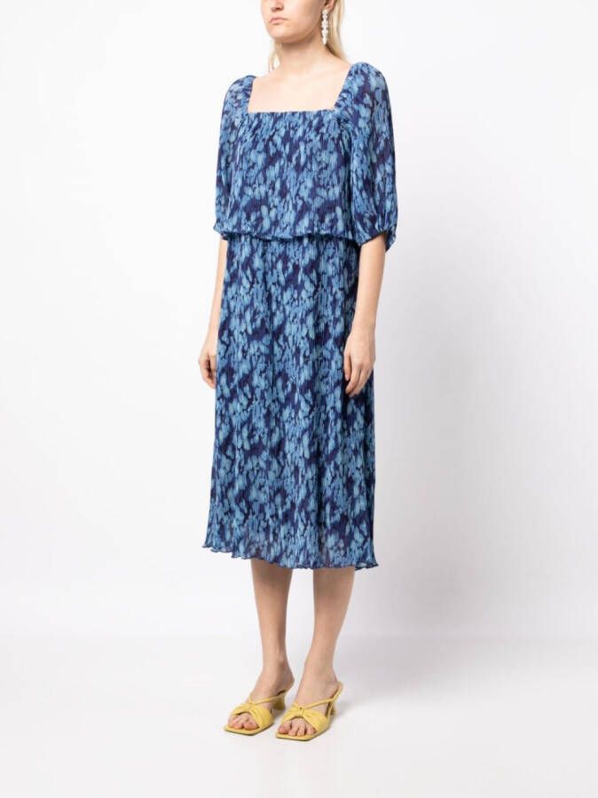 b+ab Midi-jurk met plissé-effect Blauw